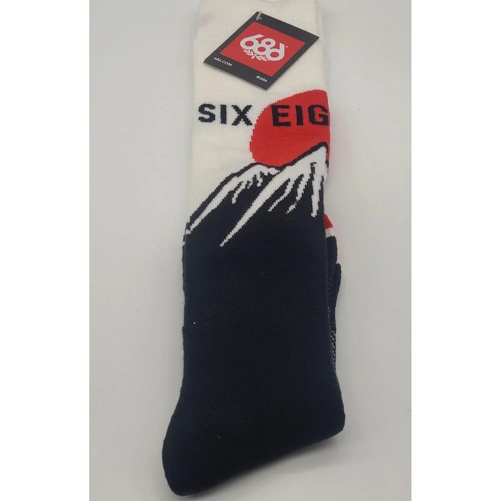 686 Sunrise Snowboard Ski Socks S/M Mountain Black White Red NWT